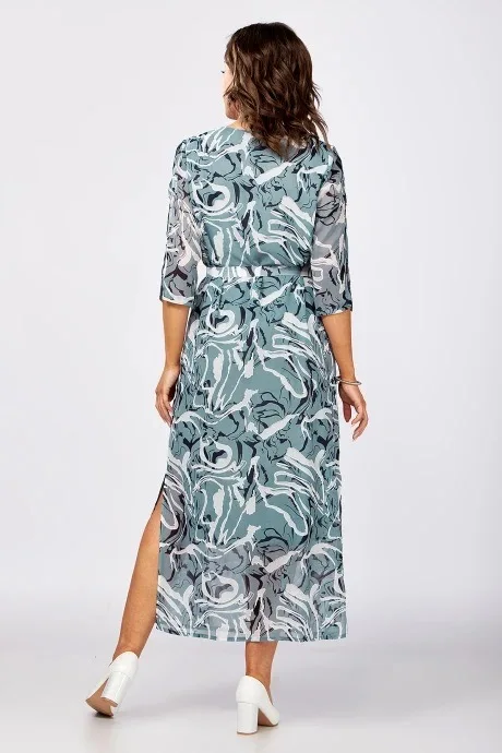 فستان أنيق بمقاس كبير مطبوع عليه زهور للتخسيس بفتحة جانبية للنساء، تنورة متدفقة جميلة تبرز الأنوثة #4