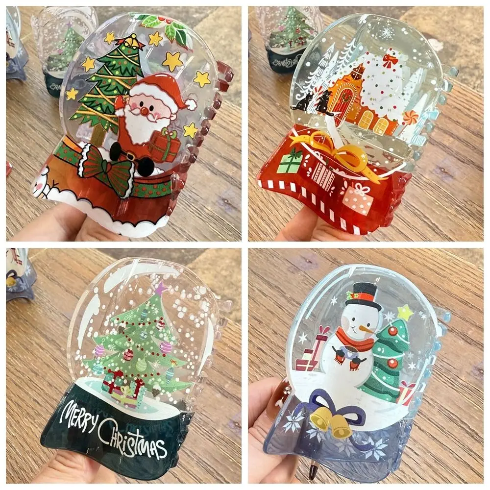 Christmas Tree Christmas Hair Clip Snowman Crystal Ball Santa Claus Hairpin Headdress Hair Claw Christmas Grab Clip Girl