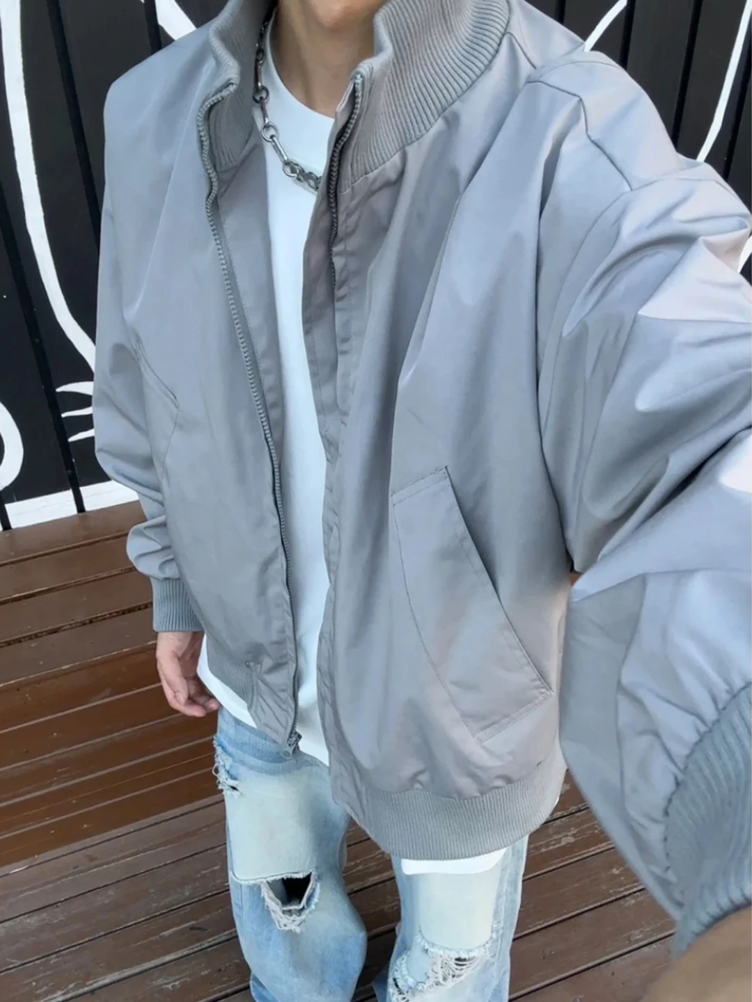 

Мужская куртка-бомбер Cleanfit: водонепроницаемая, с воротником-стойкой, осенняя верхняя одежда свободного кроя на молнии, повседневная куртка для активного отдыха