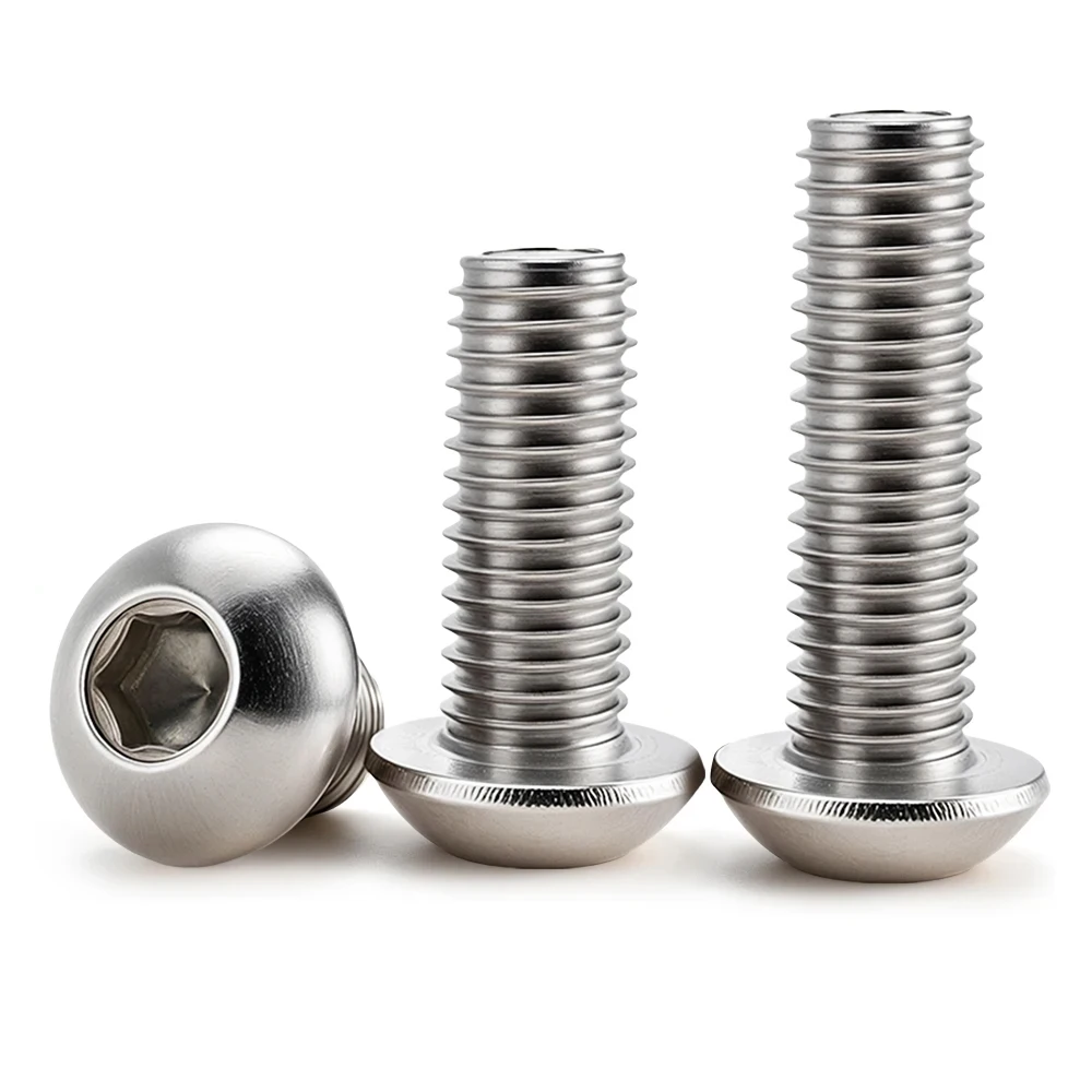 M2 M3 M4 M5 M6 ألين مسدس براغي عدة 304 سداسية من الفولاذ المقاوم للصدأ المسمار المكسرات مجموعة زر جولة رئيس آلة مسامير المكسرات كيت #5