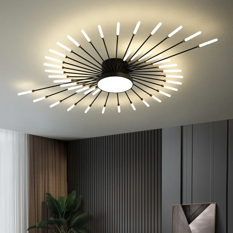 Plafonnier Suspendu au Design Minimaliste Moderne, Disponible en Noir et Or, Luminaire Décoratif de Plafond, Idéal pour une Chambre à Coucher, une