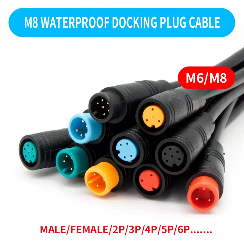 

5/10/100 Set M6 M8 2 3 4 5 6 Pin Julet 4pin Ebike Electric Butt Plug Connector Wiring Line Brake Cable Pluger Signal Sensor 20CM