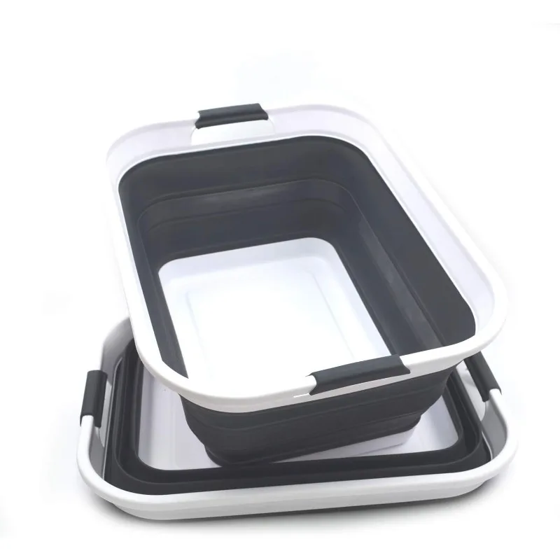 

42L(11 gallon) Set of 2 Collapsible Plastic Laundry Basket-Foldable Pop Up Storage Container-Portable Washing Tub-Space