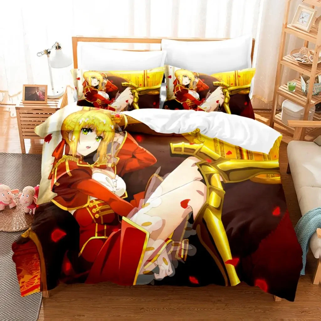 

Anime Fate EXTRA Saber Nero Bedding Set Boys Girls Twin Queen Size Duvet Cover Pillowcase Bed Kids Adult Home Textileextile