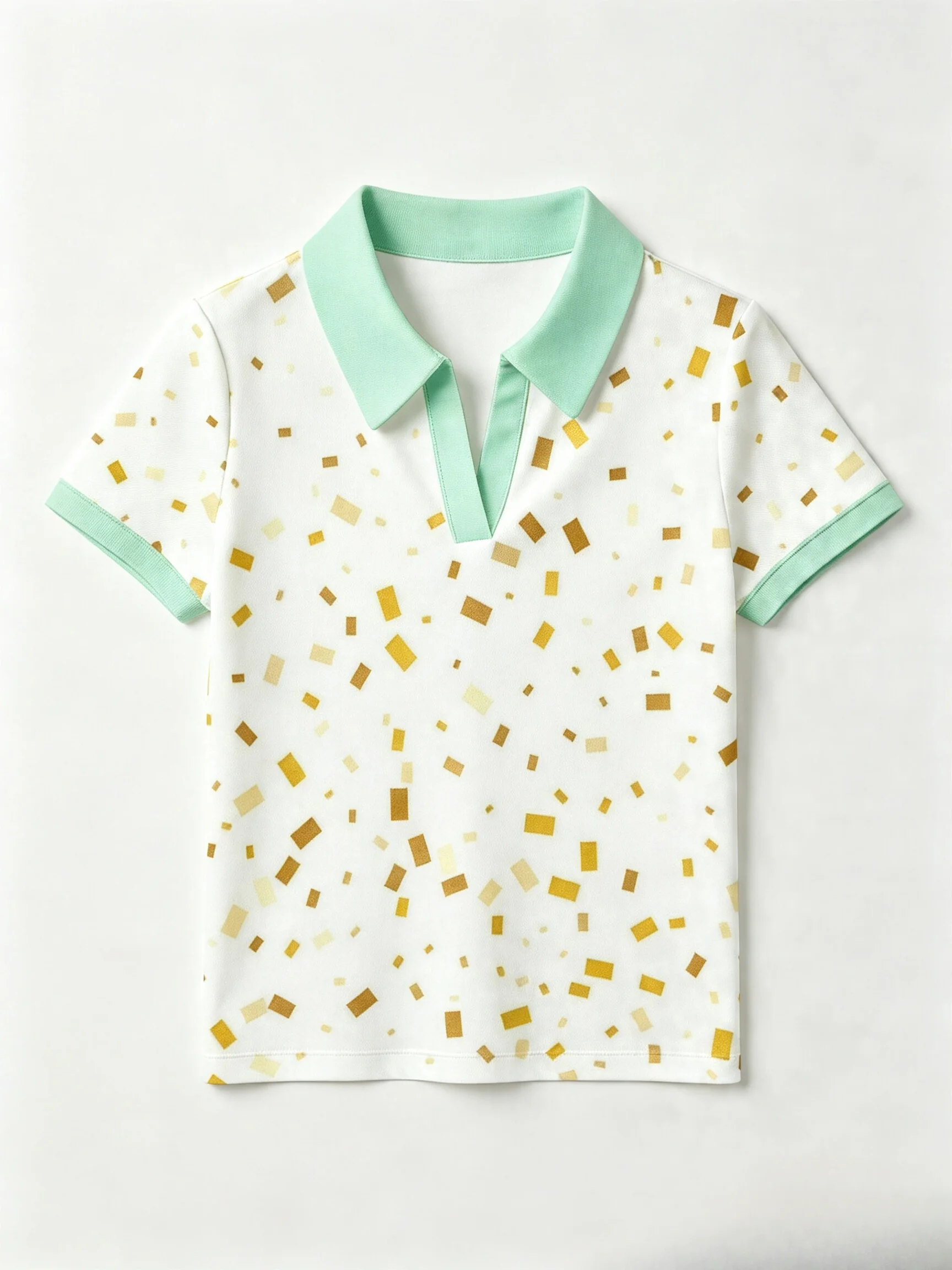 2026 Neues Stylisches Multifunktionales Damen-Poloshirt ohne Knöpfe – Goldglitzer-Polka-Dot-Muster, Trendiges und Vielseitiges Freizeit-Oberteil – Detail 3