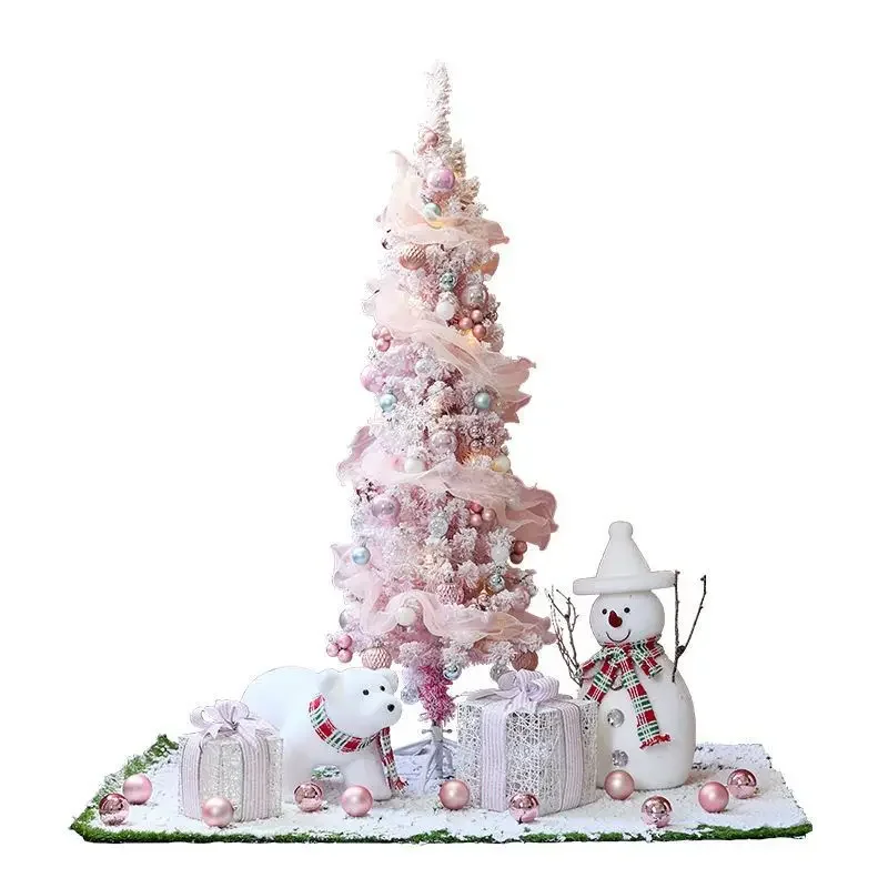 

Christmas large, pink Christmas tree decoration scene arrangement