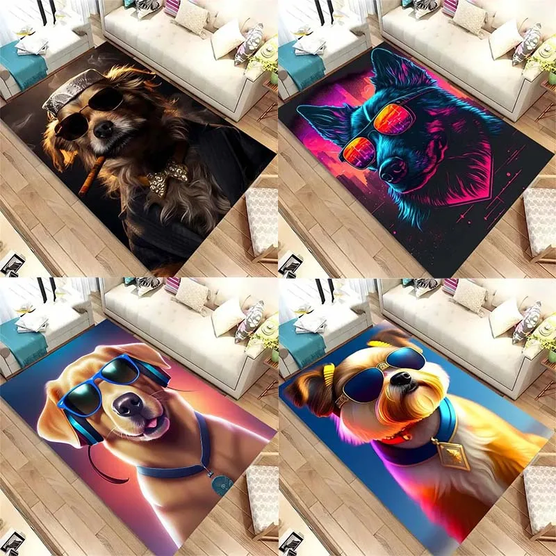 Smoking Dog Pattern Floor Mat Door Decoration Home Living Room Floor Mat