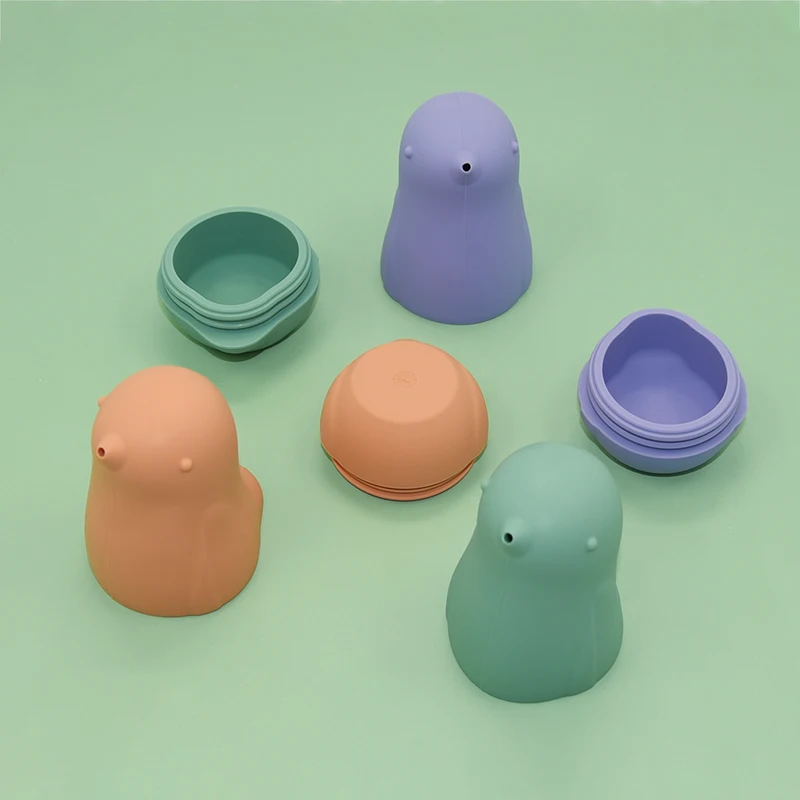 Eco-friendly bird-shaped animal silicone baby bath toy water spray game toy for children natural new children toddler shower toy