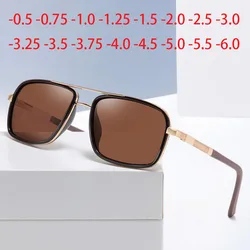 0 -0.5 -0.75 -1.0 To -6.0 Gray/Tea Lens Prescription Sunglasses Men Polarized Myopia Women Goggle Square Punk Sun Glasses
