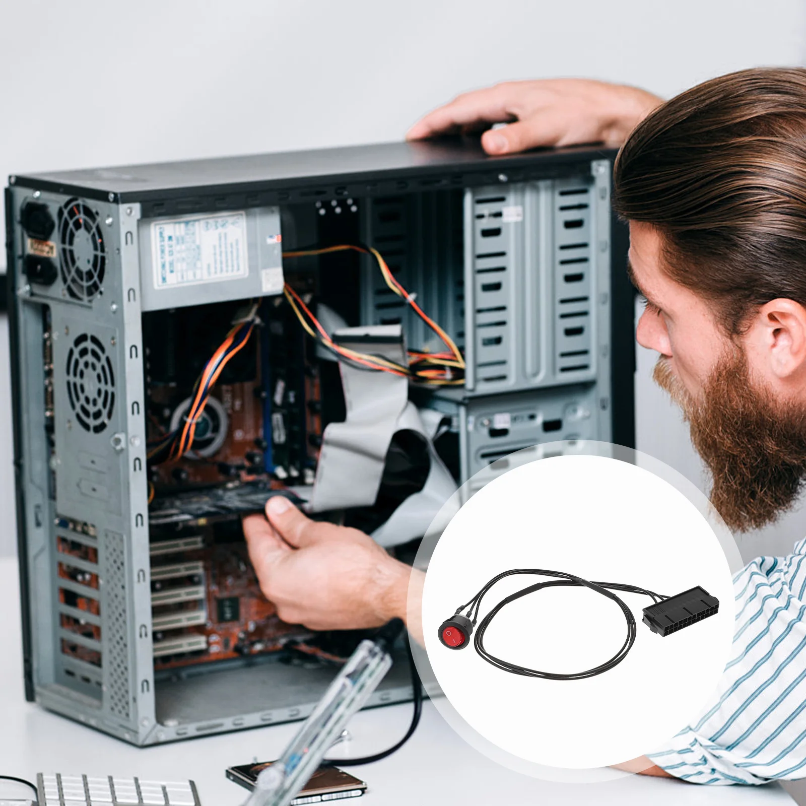 

24-Pin Motherboard Power Supply Jumper Bridge Cable Atx Psu Tester Pc Power on Off Starter Pc Accessories Psu Tester