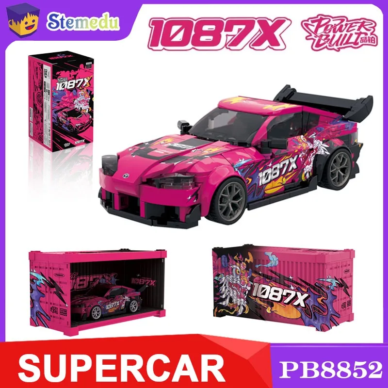 

1087X Speed Drift Racing Car PB8852 Building Blocks Supercar Pink Dance Lion Toy Sport Vehicle for Kids Adults Gift DIY Bricks