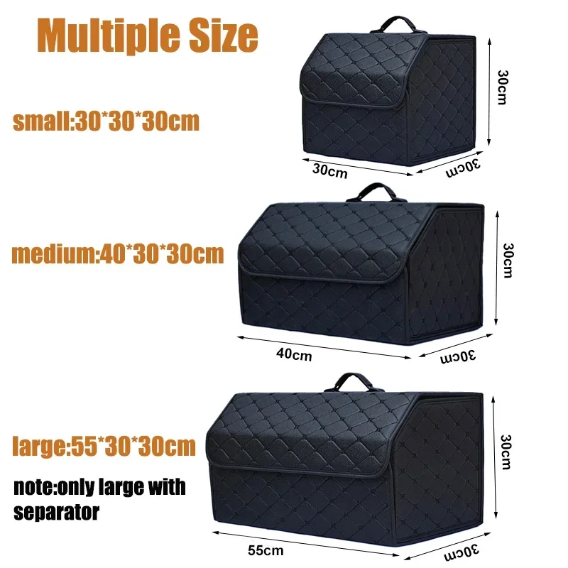 CarTrunkOrganizerBoxLargeCapacity Auto Multiuse Tools Storage Bag Stowing Tidying Leather Folding Organize Boxes and Store Items