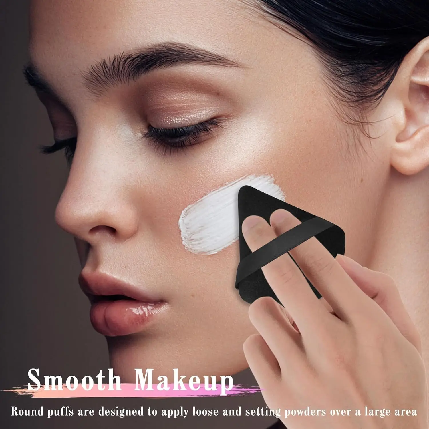 Zestaw 6 trójkątnych gąbek do makijażu z paskiem - aksamitne, miękkie blendery do podkładu/różu |   Zmywalny, wielokrotnego użytku zestaw podróżny dla wszystkich rodzajów skóry