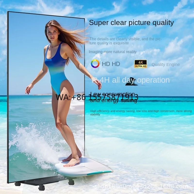 Indoor Vertical Three-Folding Poster Advertising Screen Movable Electronic Double-sided LED Screen 4K Resolution HDR Support