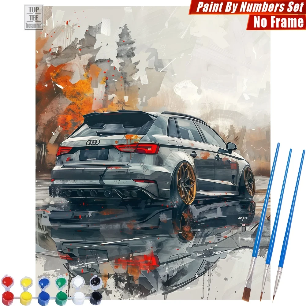 

Silver Car Paint By Number Kit - Car sporty dynamic Canvas Wall Art Valentine'S Day Gift For Girlfriend