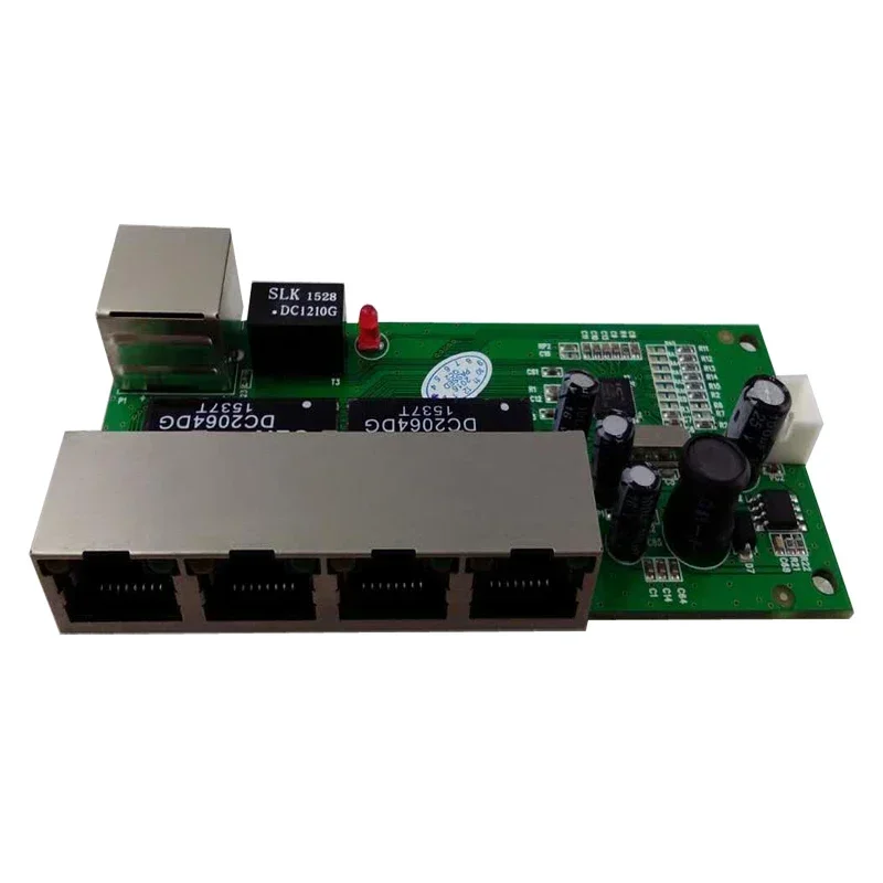 OEM เซินเจิ้น mini 5 พอร์ต 10/100mbps เครือข่าย 5-12v แรงดันไฟฟ้าอินพุตกว้าง smart ethernet pcb rj45 โมดูล led ในตัว
