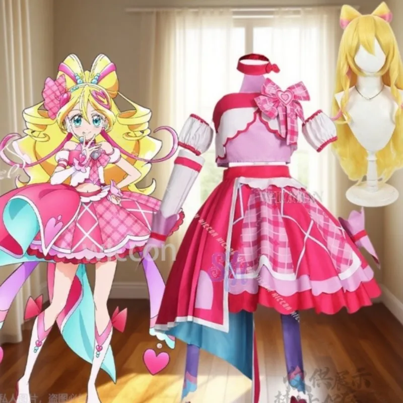 

Anime Sakura Uta Kawaii Sweety Cosplay Costume Pretty Cure You And Idol Sexy Pink Magical Girl Cake Maid Dress Lolita Halloween