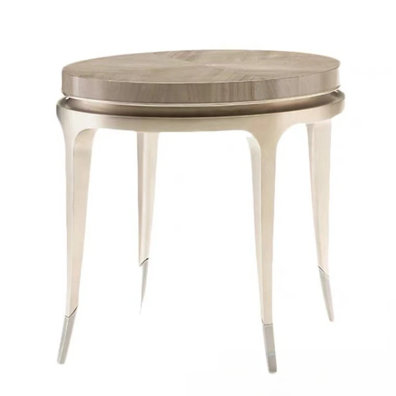 American light luxury, solid wood, oval, champagne coffee table