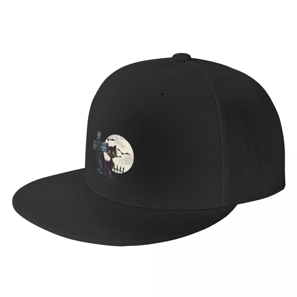 Fashion Horror Cat Hip Hop Cap Spring Terrifying cat dark bat cross moon Flat Skateboard Snapback Dad Hat