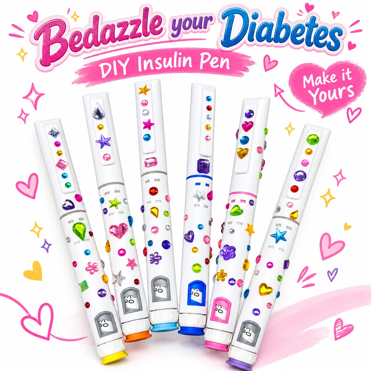 New Trends Bedazzle 60IU Disposable Insulin Pen With 3 Free Stickers DIY Peptide Pen Magic Pen Tattoo Pen Beauty Pen