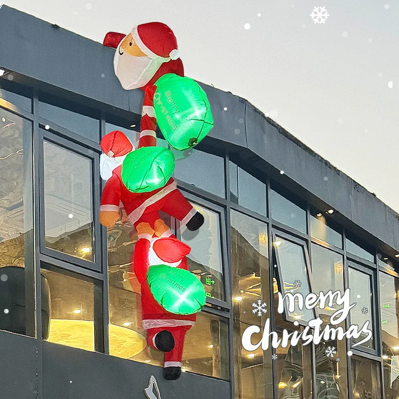 Christmas Inflatable Model,climbing Wall Santa Claus Glowing Inflatable Model, Outdoor Garden Scene Decoration Hanging Ornaments view 3