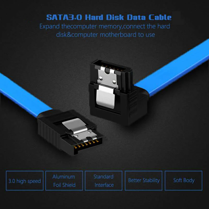 5pcs SATA Cable to Hard Disk Cable SSD adapter HDD Cable SATAIII Cable 90 Degree for Asus MSI Gigabyte Motherboard Cable SATA3.0