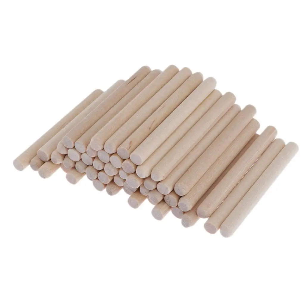 Wooden Dowel Rods, Pack of 50 Unfinished Hardwood Craft Dowel Sticks, Making Sticks, for Crafts and DIY, 55mm Length