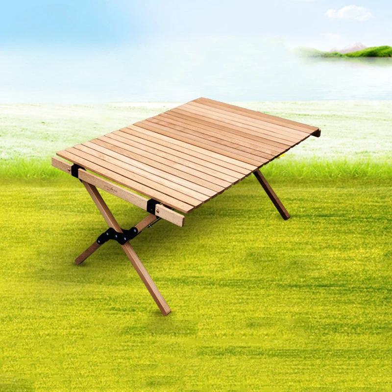 

Outdoor Supplies Folding Table Picnic Camping Travel Self-Driving Tour Portable Storage Solid Wood round Picnic Table