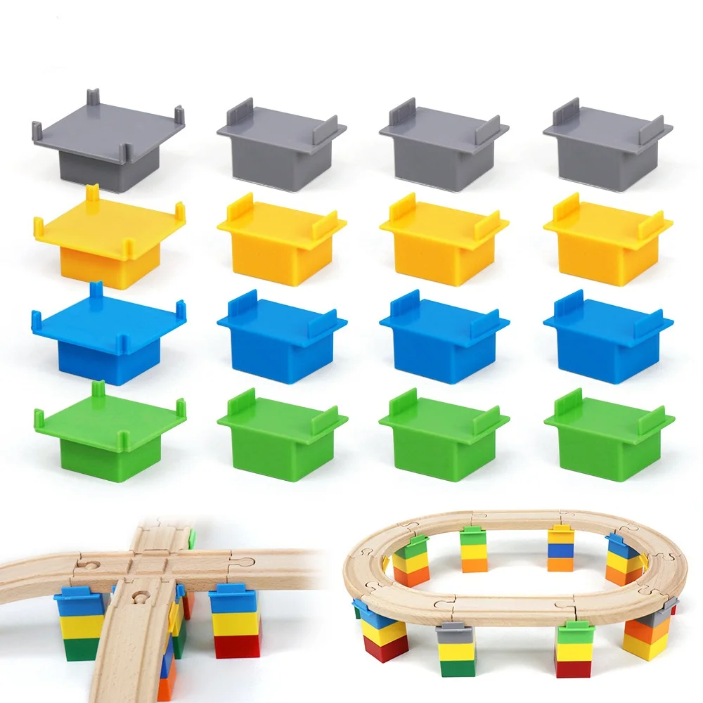 

NEW Wooden Train Track Accessories Plastic Building Blocks Adapter Set Wooden Track Connectors fit for Railway Tracks Toys