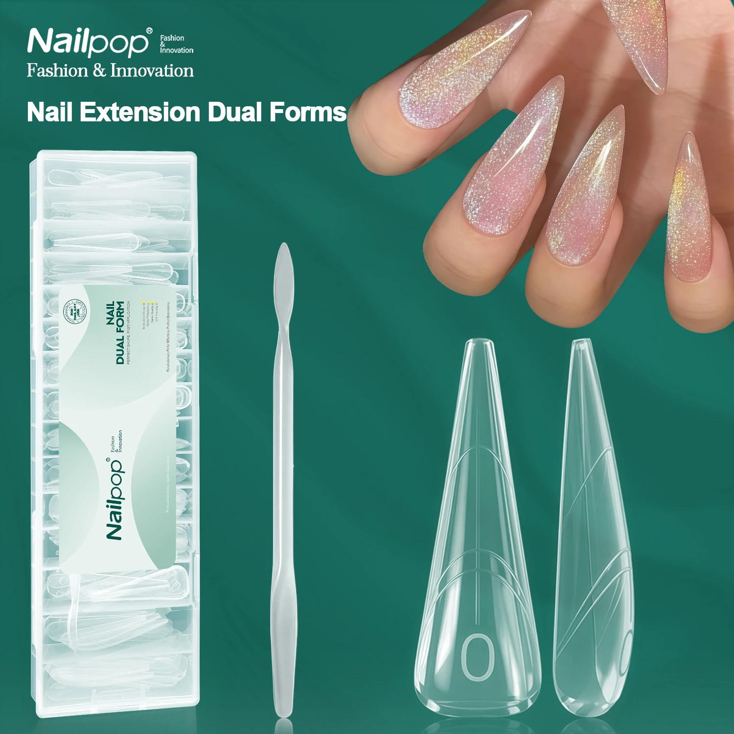 

Nailpop Dual Forms Triangle 15 Sizes Perfect Nail Salon French Nail Extension Guide Reusable Scale Line Quick Easy 75/150/360Pcs