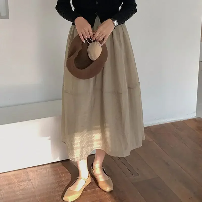 

Шифоновая лоскутная однотонная юбка трапециевидной формы с высокой талией, женская двухслойная повседневная женская юбка хорошего качества с высокой талией