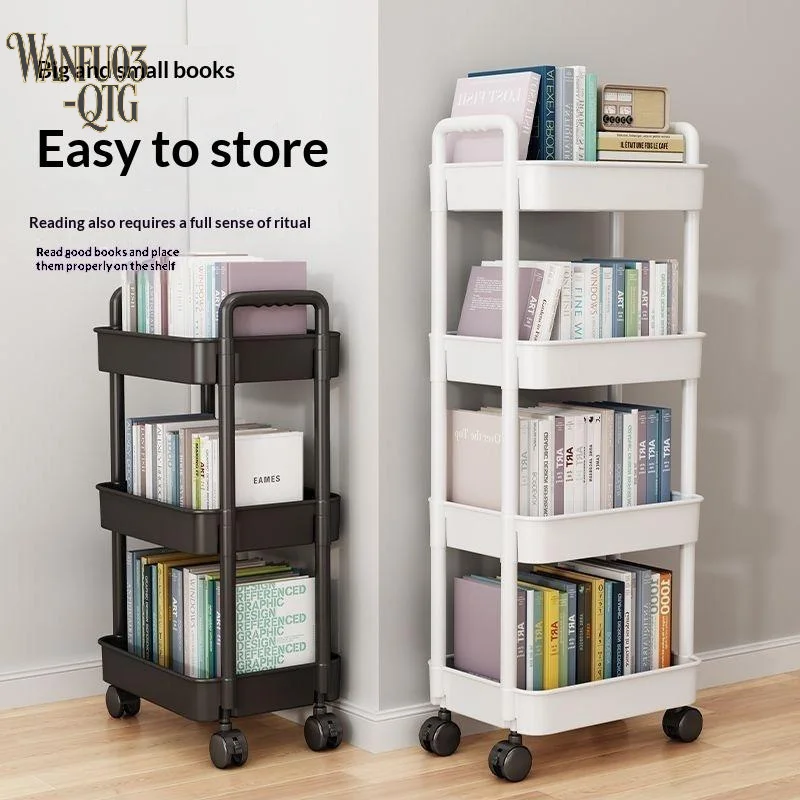Hot 3/4 Tier Multi-functional Household Trolley With Handle And Wheels To Move Bathroom Shelves Household Snacks Storage Rack