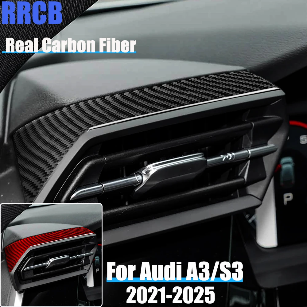 

Real Carbon Fiber Car Accessories Dashboard Air Vent Decorative Soft Cover Sticker For Audi A3 S3 8Y 2021 2022 2023 2024 2025