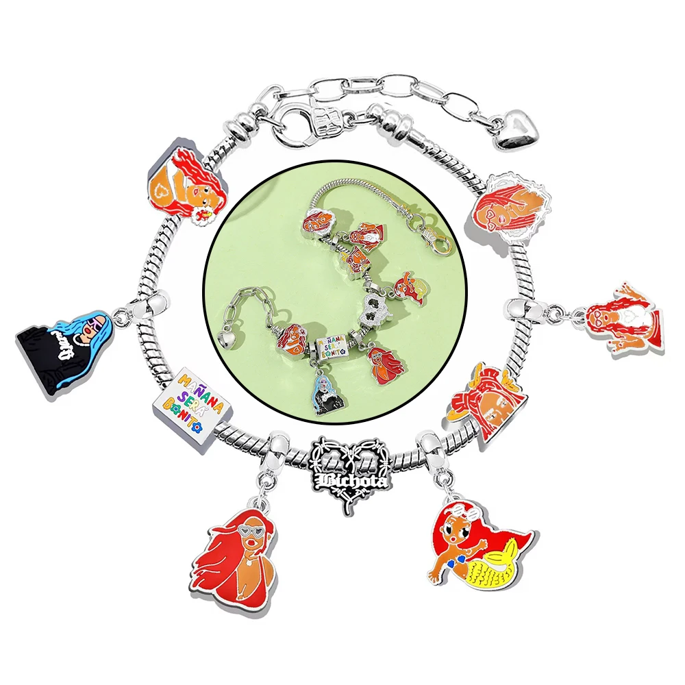 Karol G Charm Bracelet Manana Many Bead Pendant Excellent Handwork Bangle Jewelry for Women Girls Music Fans Gifts