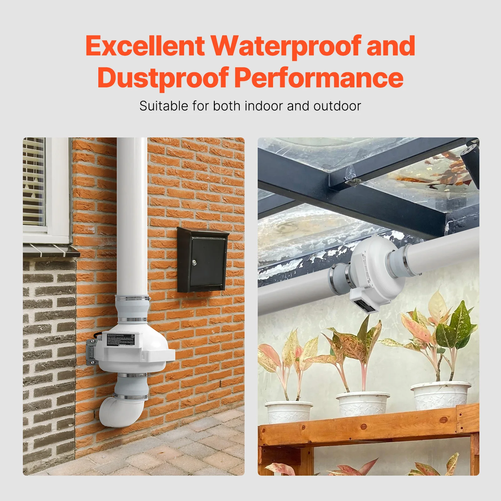 طقم تركيب مروحة رادون VEVOR طقم نظام مروحة تخفيف الراديون الهادئ مع مؤشر مقاوم للماء للتهوية الداخلية والخارجية