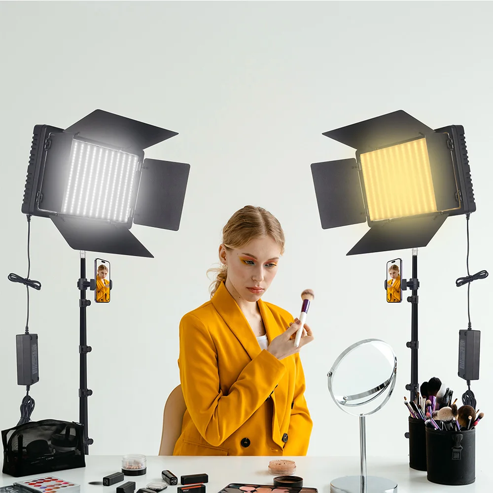 U600 U800+ LED Video Light Photo Studio Lamp Bi-Color 3200K-5600k Dimmable with Tripod Stand Remote for Video Recording Para