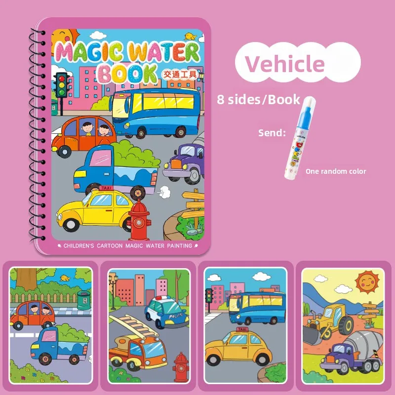 كتاب رسم مائي قابل لإعادة الاستخدام 1P - لوحة رسم سحرية خالية من الفوضى مع قلم مائي قابل لإعادة الملء