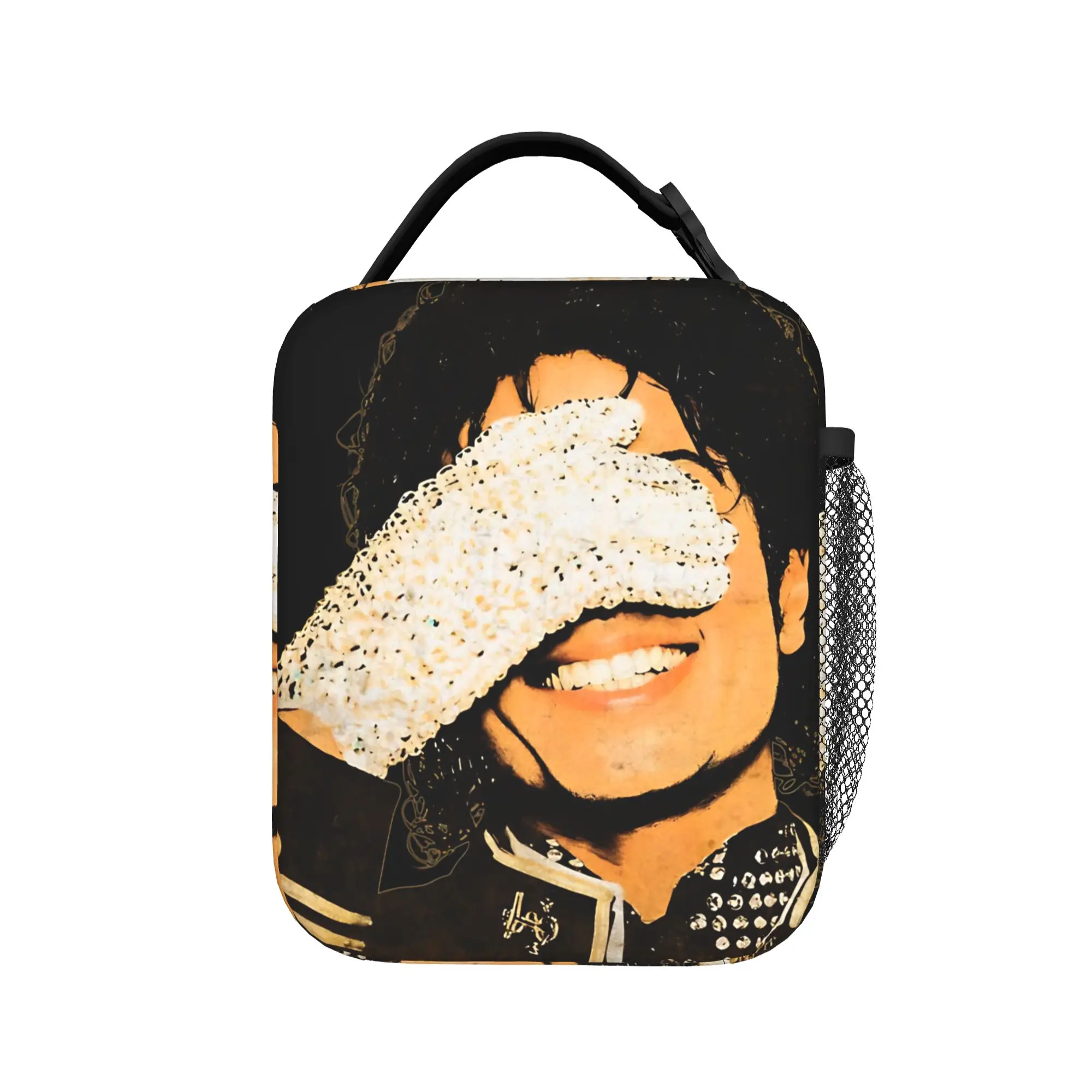 MJ king of pop Sparkling Glove Portrait Insulated Lunch Bags High Capacity Thermal Bag Lunch Box Tote Beach  Travel Food Handbag