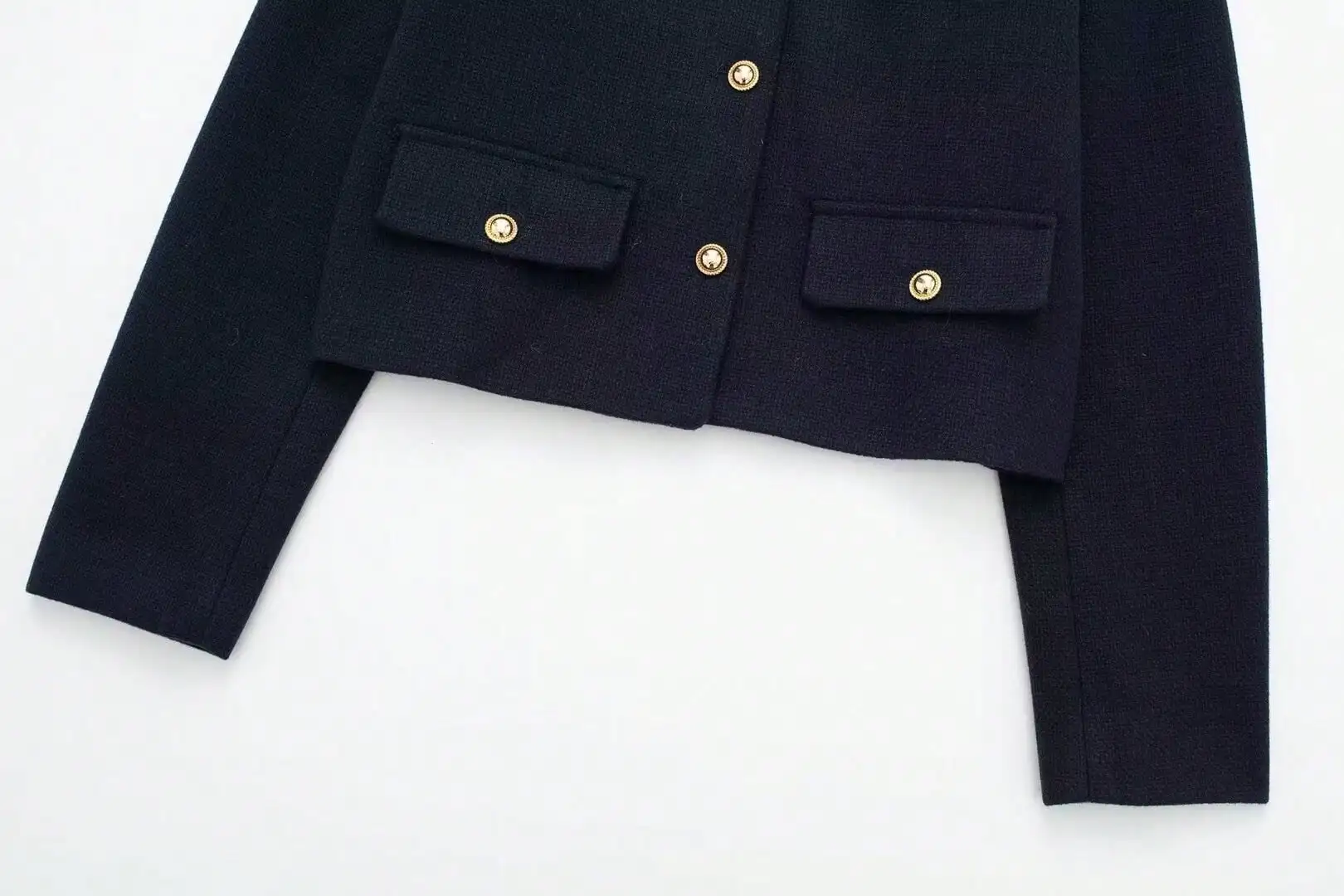 HH Elegante Damen Langarm-Jacke mit O-Ausschnitt Einreihiger Frühlingsmantel Modische Streetwear Schicke Party- und Urlaubsmantel Schlanke Passform – Detail 5