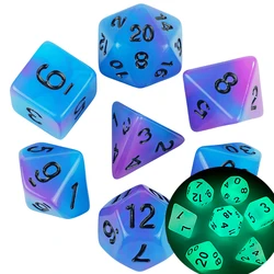 Glowing in The Dark Polyhedral Digital Dice Set Multi-Color for Boardgame As Gift Entertainment  7 Dice D4 D6 D8 D10 D12 D20 D%