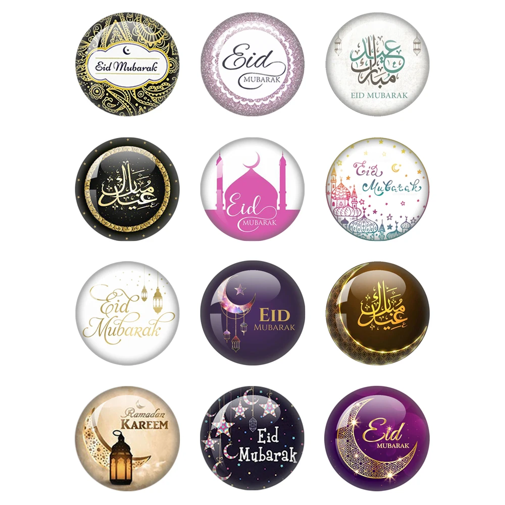 Happy Ramadan 12Pcs 12มม./18มม./20มม./25มม.Photo Cabochon Demo แบนผลการค้นหาเครื่องประดับ