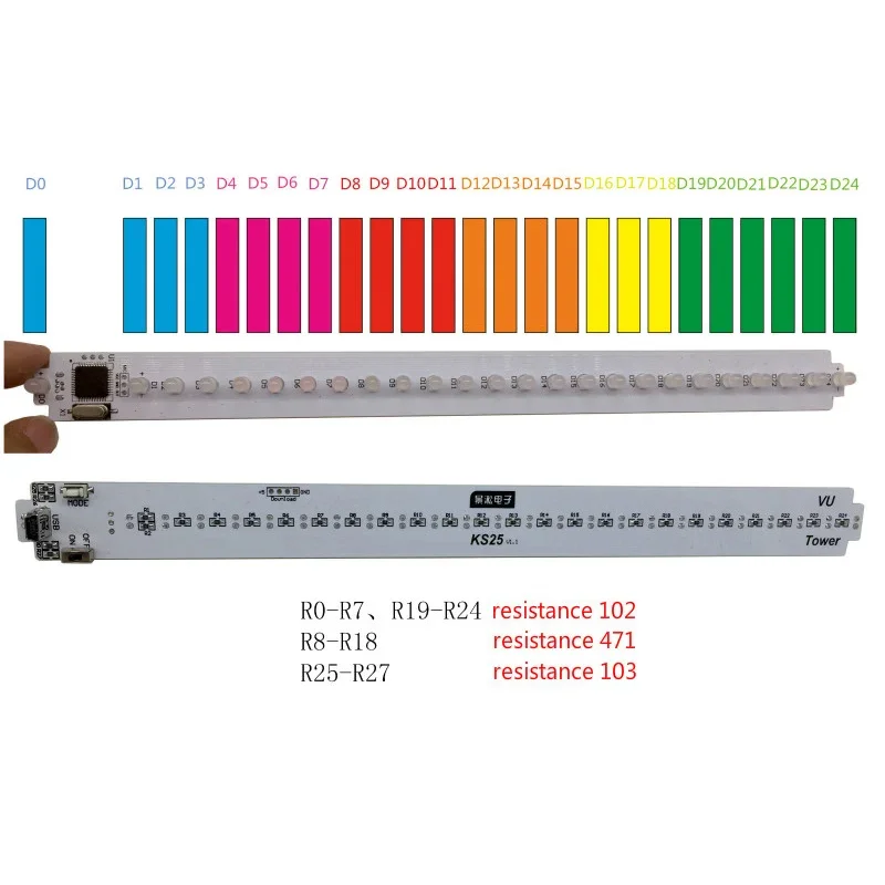 Nvarcher KS25 التحكم في الصوت VU متر ، عمود الكريستال ، مستوى الصوت ، LED برج الطيف الموسيقى للمسرح المنزلي