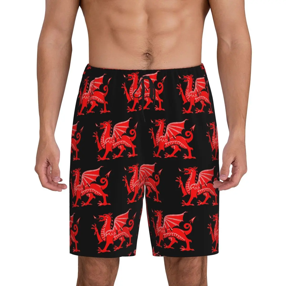 

Custom Wrexham Dragons Short Pajama Pants Men Sleepwear Sleep Lounge Bottom Shorts Sleeping Pants