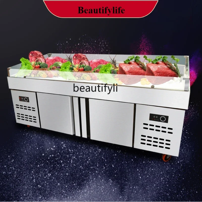 

E132 Y Buffet Seafood Ice Counter Commercial Fresh Refrigerated Display Cabinet Supermarket Restaurant Frozen Fresh Keeper