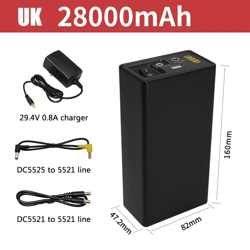 Power Bank 24V 12V extra batterij Oplaadbare lithiumbatterij 44800 mAh 18650 extra 18650 UPS-batterij met grote capaciteit - afbeelding 1