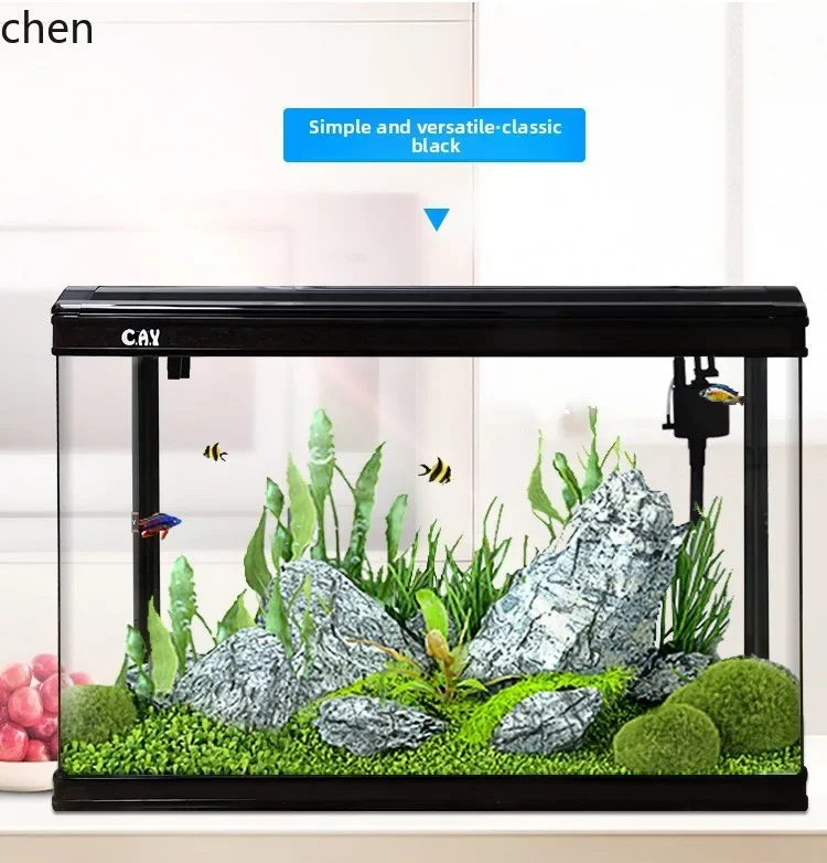 DSAFish Tank Home Living Room Medium Ecological Goldfish Tank Desktop Glass Rectangular Lazy No Water Change Aquarium