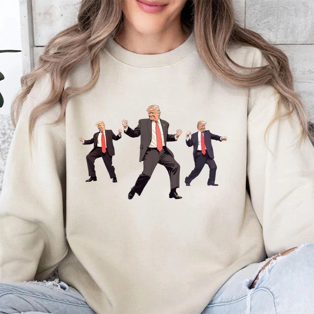 New Funny Donald Trump 3d Printed Sweatshirt Crew Neck Soft Cotton Top Trendy Autumn And Winter Pullover 2024 Warm Streetwear