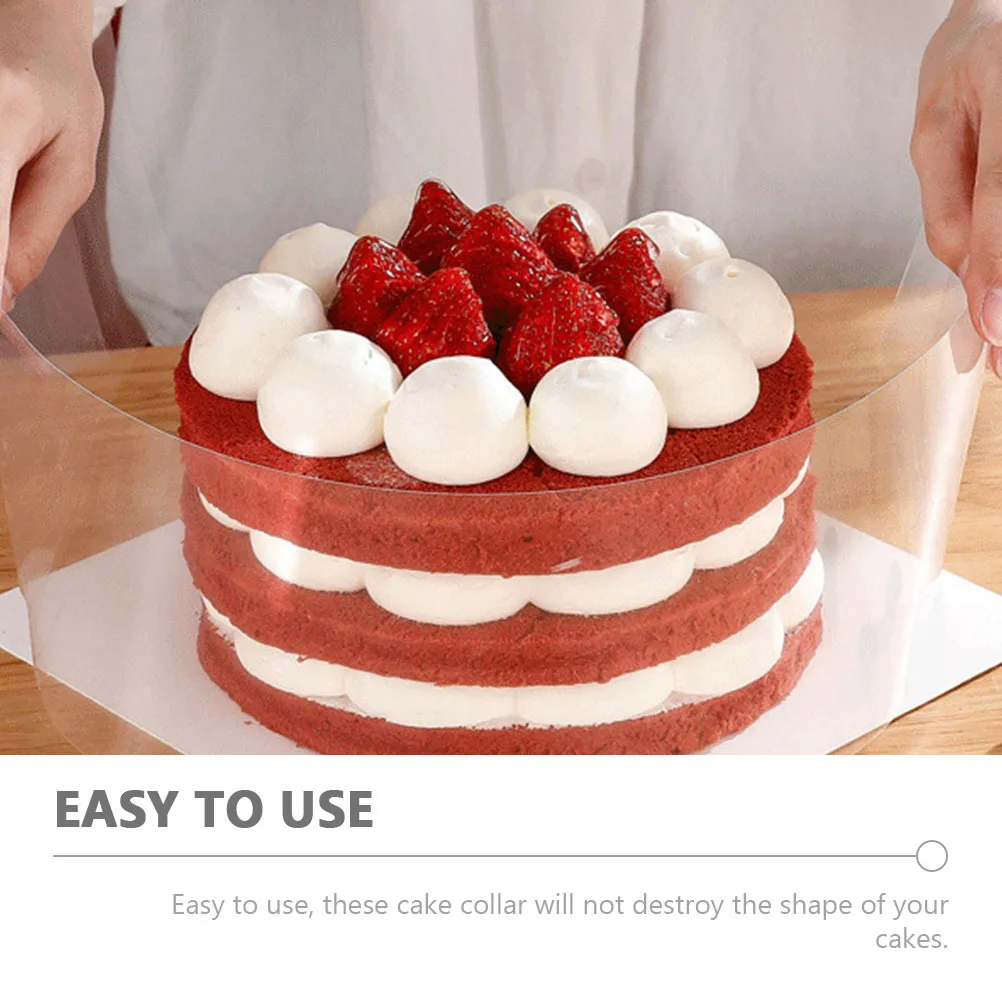 طوق كعكة موس، لفة شفافة لتزيين الكعك دون ضرر، سهل التنظيف، يعمل على مستلزمات الخبز ذات الحافة المحيطة