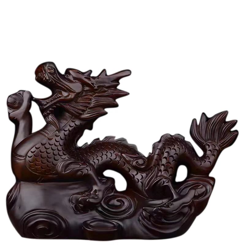 Ebony wood carving dragon ornament wood carving zodiac dragon Chinese style living room office mahogany craft gift