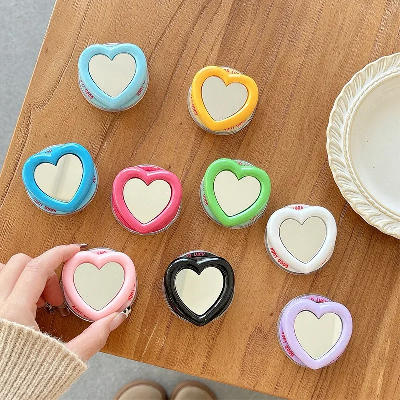 Macaroon Color Love Heart Mirror Magnetic Holder Cute Phone Bracket for iPhone Universal Accessories Finger Holder For Magsafe